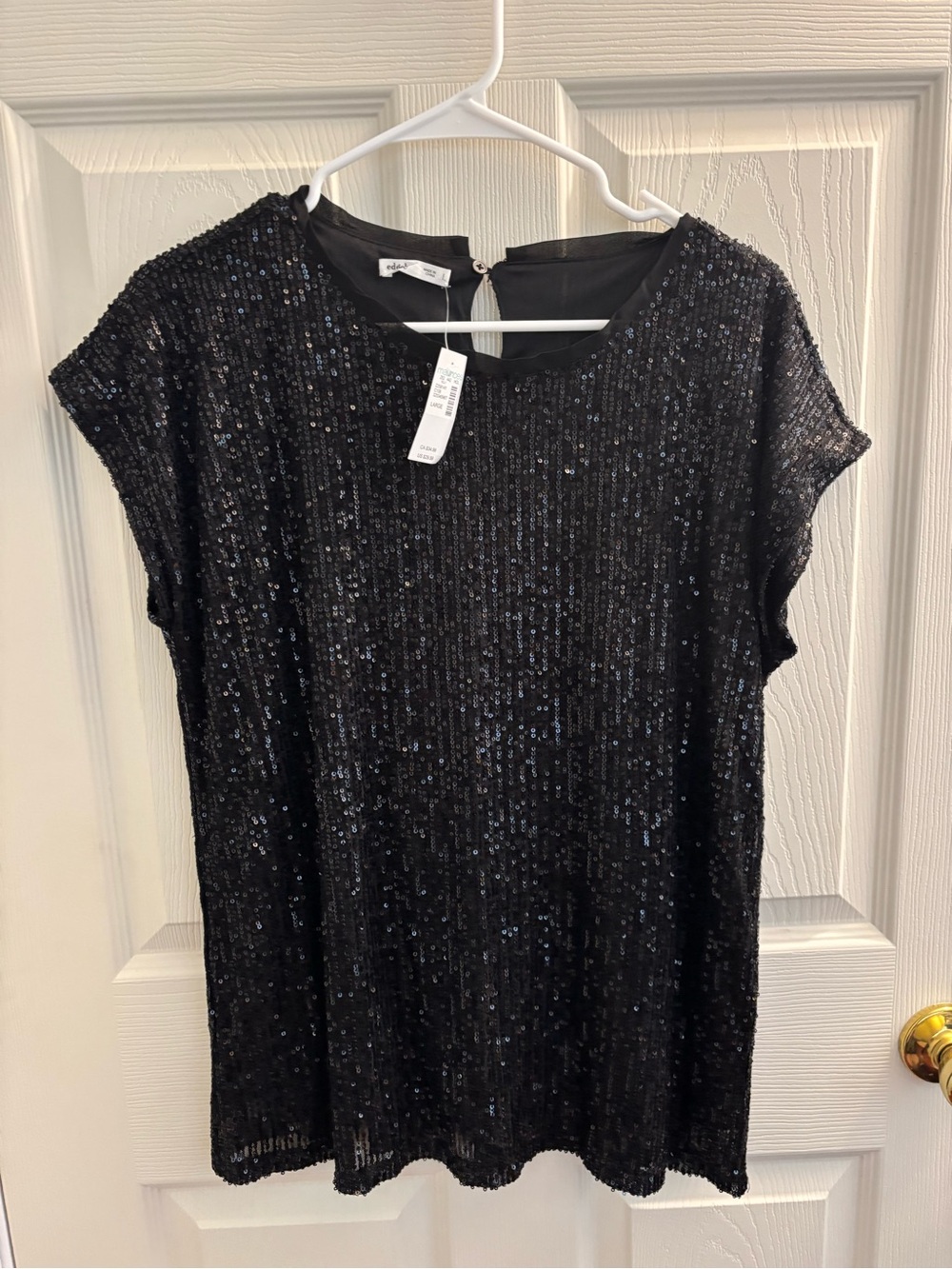 Maurice’s Sparkle Black Sequin Cap-Sleeve Blouse NWT